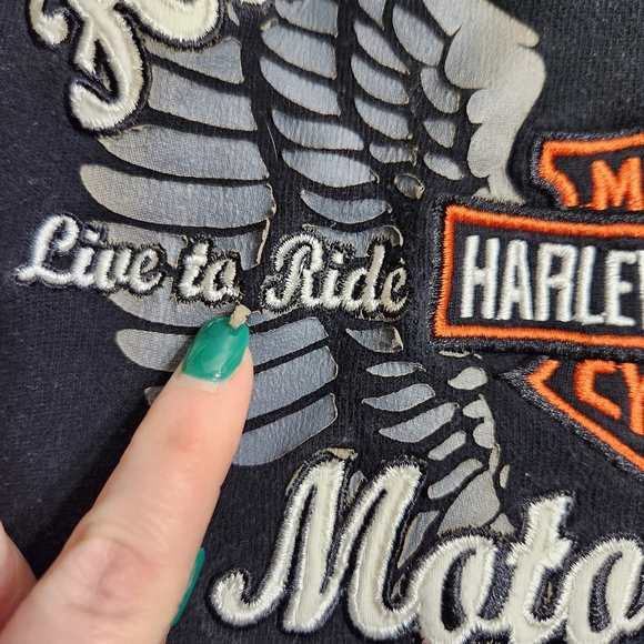 Vtg Harley Davidson Full Ziz Hoodie Women L, Black Logo Embroidered Biker 90s - Picture 7 of 9